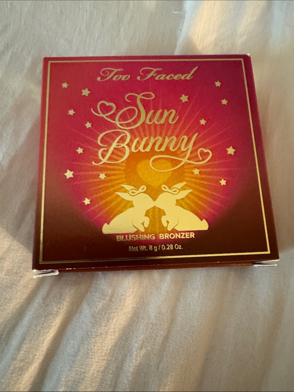 Too Faced Sun Bunny Blushing Bronzer - Pink and Gold Artwork- STRAWBERRY BUNNY